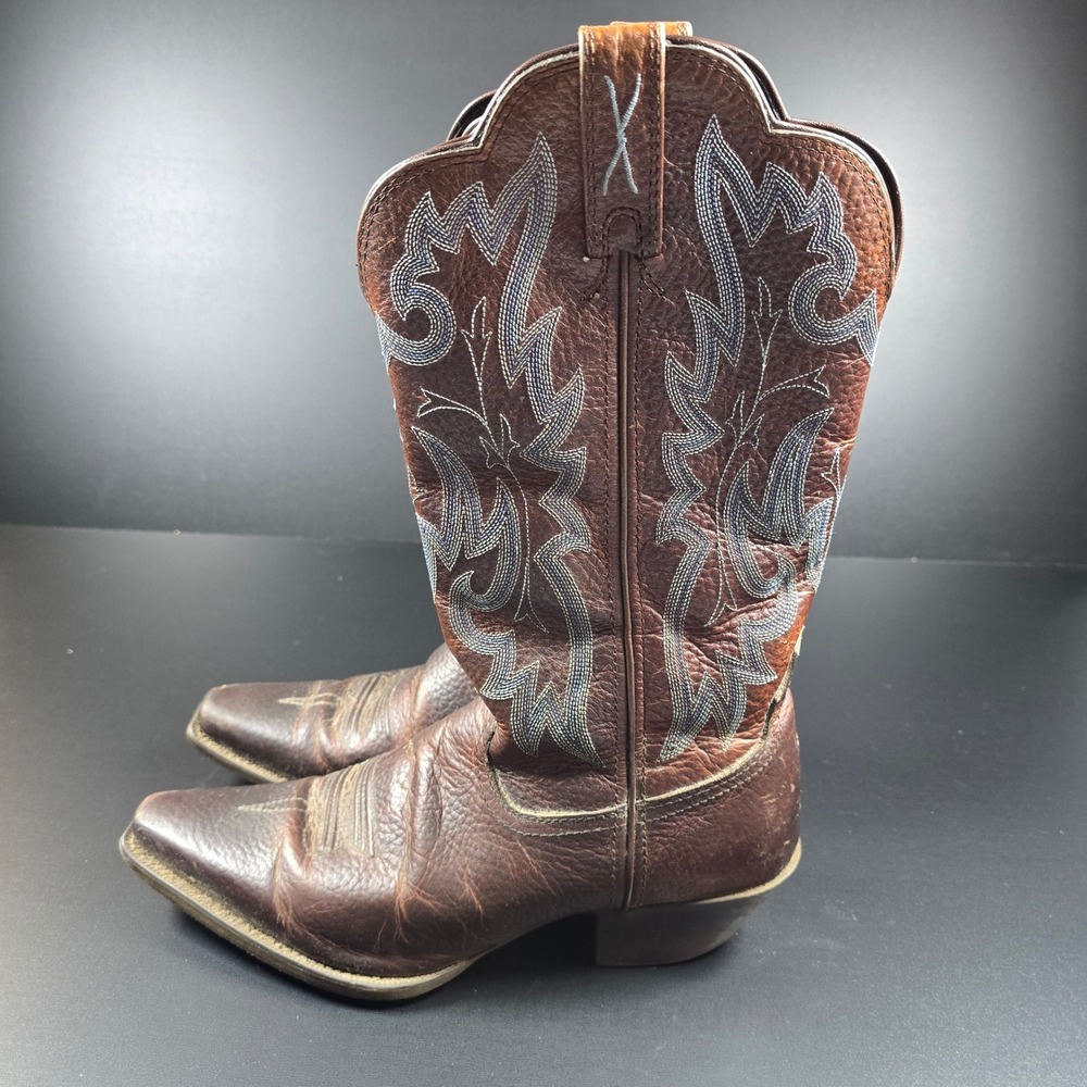 Twisted X Western Boots Womens 7.5 B Brown Leather‎ Stitched Snip Toe Rodeo